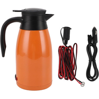 Автомобільний чайник Tyenaza 1400 мл, нержавіюча сталь, 24 В, 180 Вт, герметичний, помаранчевий, для води, чаю, кави, молока