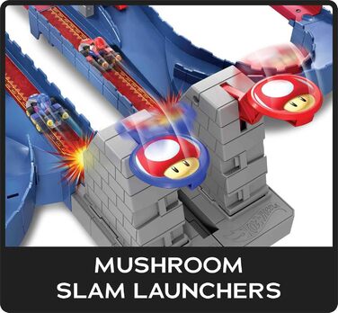 Фортеця Боузера, модульний набір треків із прямими гоночними трасами, прапорці для підрахунку кіл, фігурка Боузера, автодром у под