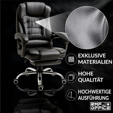 Ергономічне професійне офісне крісло RMF, розкладне, зручне та розслаблююче робоче крісло з підставкою для ніг розкладне крісло з поворотними колесами, регульована висота, чорне