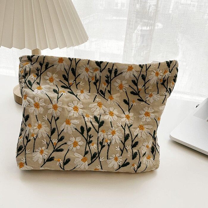 Дорожня косметичка Пасторальна квіткова косметичка Портативна туалетна сумка Універсальна маленька косметичка на блискавці для жін