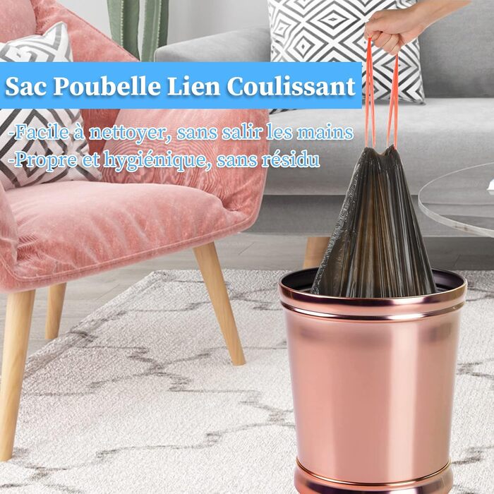 Сміттєві пакети об&39ємом 30 л, 200 шт. , зі шнурком, сміттєві пакети з ручкою, супергерметичні, 10 рулонів, пакети для сміття зі шнурком, 30 літрів, великі, 62 x 54 см, чорні