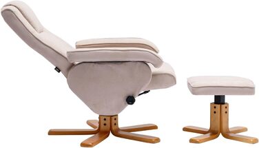 Крісло-табурет SVITA Charles, бежеве крісло для телевізора, обертове крісло, поліестер, дерево