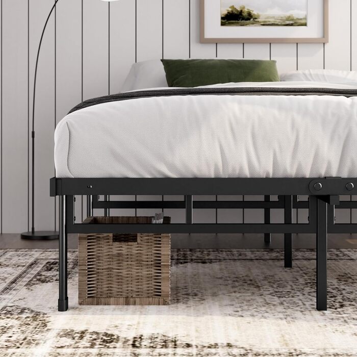 Ліжко Zinus Justin 90x200 см - Висота 36 см з місцем для зберігання під ліжком - Металевий каркас ліжка-платформа - Чорний 90x200 см Сучасний чорний