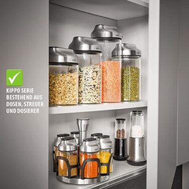 Контейнер для зберігання GEFU KIPPO 1300 мл Скляний контейнер з кришкою, що відкидається, та захистом аромату Герметичний, ідеально підходить для дозування цукру, борошна, мюслі, макаронів, сухих продуктів