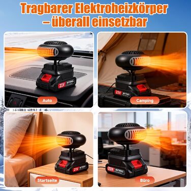 Автомобільний обігрівач з акумулятором, вентилятор-обігрівач на акумуляторі, портативний електромобільний розморожувач лобового скла, USB-обігрівач автомобіля, 2 налаштування температури та зарядний пристрій для акумулятора, розморожувач лобового скла авт