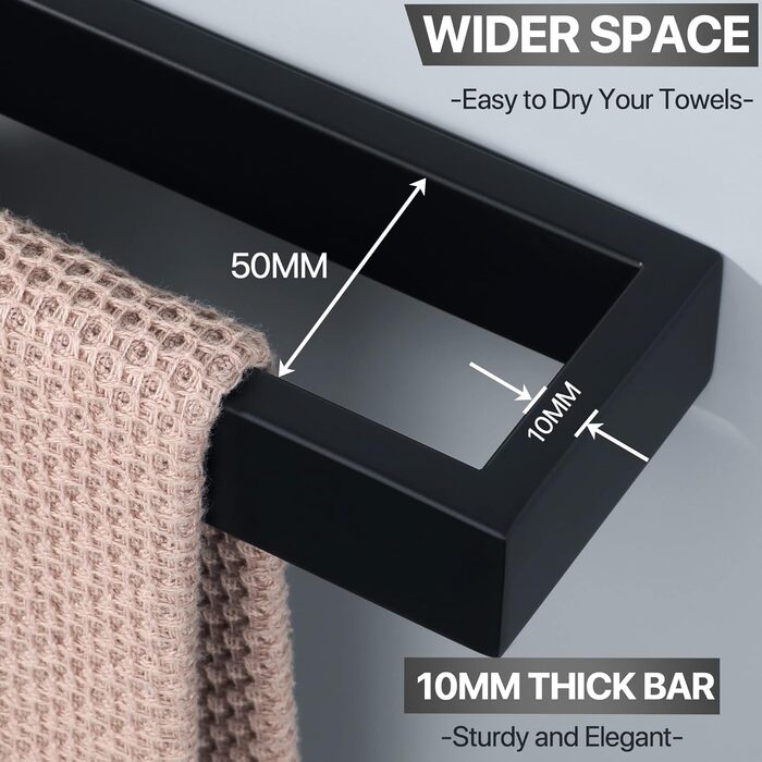 Тримач для рушників SAYAYO Чорний тримач для рушників для ванної кімнати Тримач для рушників для гостей Настінний тримач для рушників з нержавіючої сталі для ванної та кухні 26 см
