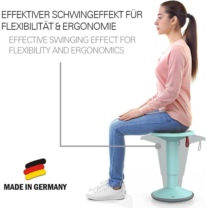 Ергономічний стілець з поворотним ефектом - регульований по висоті - стілець з неслизькою основою та захистом від перекидання - оф