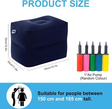 Кубики для міжхребцевих дисків, кубики для позиціонування на степах, великі кубики з пінопласту, подушки для позиціонування на степах, надувні подушки для ніг з насосом, 40 x 30 x 32 см (темно-сині), 2 шари темно-синього кольору