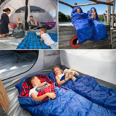 Дитячий спальний мішок Skandika Dundee Junior Дитячий спальний мішок для кемпінгу на природі, підкладка з бавовняної фланелі, затишний м&39який, водовідштовхувальний, діапазон комфорту від 13 до 3C, 175 x 70 см, індиго