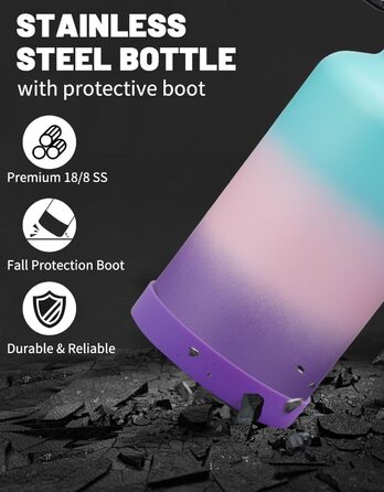 Ізольована пляшка для води з соломинкою - 1,8-літрова колба-термос з нержавіючої сталі з соломинкою для носика, кришкою, паракордо