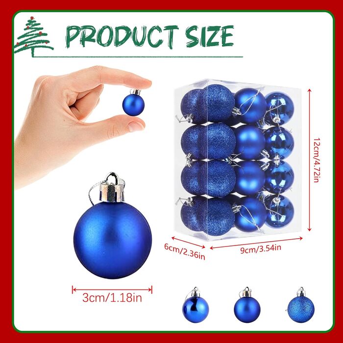Набір блакитних ялинкових кульок 24 шт GESDYO