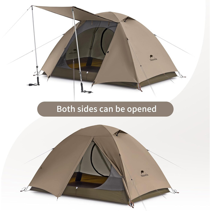 Намет Naturehike Cloud Creek для кемпінгу на 2/3 особи, ультралегкий, з алюмінію 7001, із захистом від сонця та водонепроникністю, для походів, піших прогулянок та пригод на свіжому повітрі, кавового кольору