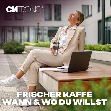 Кавоварка Clatronic з кухлем Coffee To Go 400 мл Підходить для всіх поширених підстаканників (наприклад, автомобільних) Кавоварка з фільтром з кухлем з нержавіючої сталі та аромакришкою Кавоварка мала KA 3733 Classic