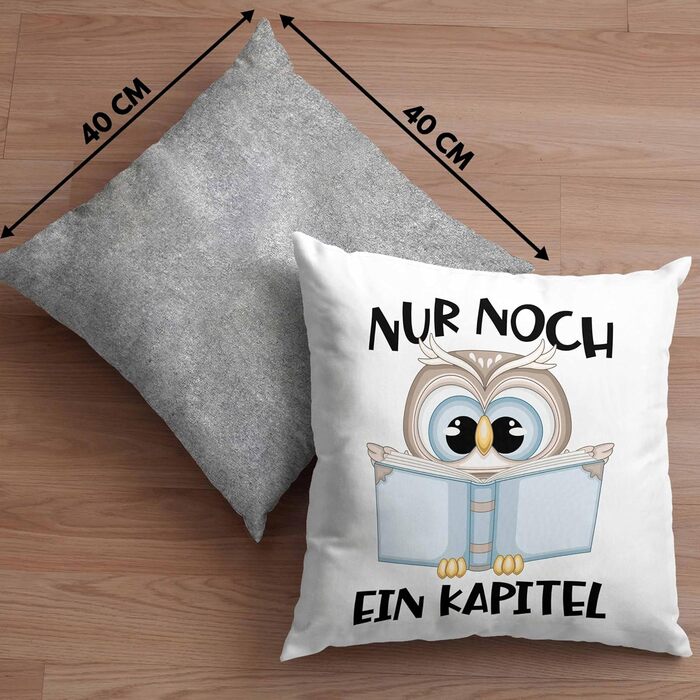 Подарункова подушка Trendation Bookworm з наповнювачем 40x40 Just ONE More Chapter Books Reading Подарунок Bookworm Saying Reading (сіра)