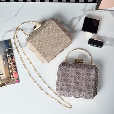 Елегантна вечірня сумочка блискуча сумка-клатч на ланцюжку для весілля, випускного або коктейльної вечірки, жіноча коричнева