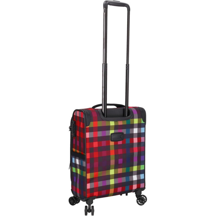 Дорожній візок SoftLITE 4w Валіза з міцного поліестеру Легкий візок з чотирма подвійними колесами Кодовий замок TSA (різнокольорова клітинка, S - ручна поклажа 55 см) Різнокольорова клітинка