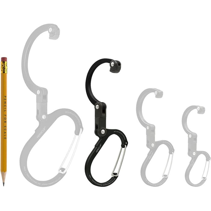 Карабін Gear AID HEROCLIP для спорядження та гачка (середній) для кемпінгу, походів та організації гаража, розмір M, чорний