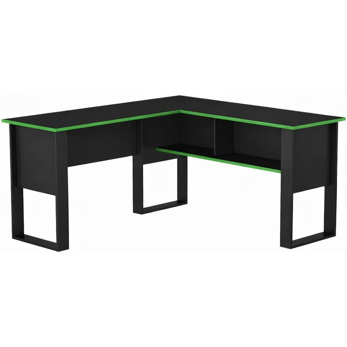 Геймерський стіл Homidea Arena L-подібної форми, кутовий стіл для геймерів та домашнього офісу, великий комп&39ютерний стіл, сучасний дизайн (чорний/зелений) чорний/зелений