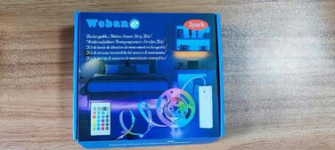 Світлодіодна стрічка WOBANE RGB акумуляторна, світлодіодна стрічка, що змінює колір, живлення від батареї, світлодіодна стрічка з регулюванням яскравості за допомогою пульта дистанційного керування, для святкової вечірки, спальні, дивана, шафи, телевізора