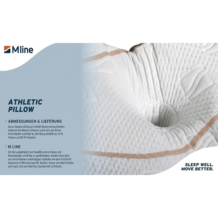 Спортивна подушка Подушка для голови - Підтримка шиї, оптимальна вентиляція - Біла - 50 x 35 см