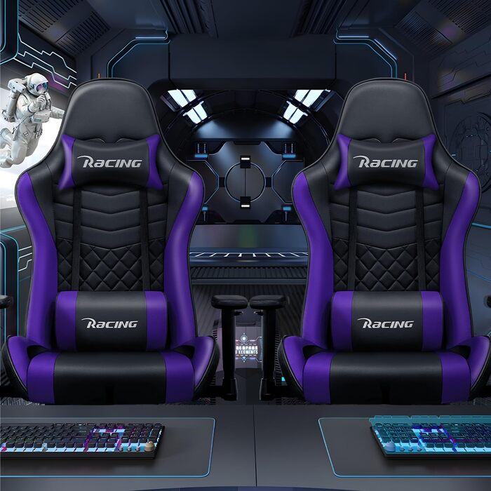 Геймерське крісло, офісне крісло з функцією гойдання до 170, геймерське крісло з регульованою поперековою подушкою, підголівником та підлокітниками, зручна подушка сидіння, геймерське крісло вантажопідйомністю 150 кг