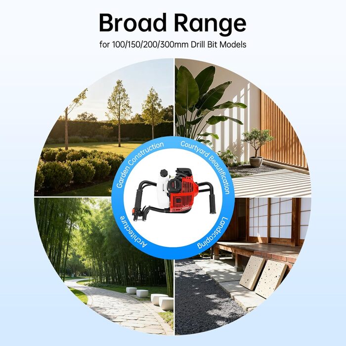 Бензиновий земляний бур 52 куб.см, 2 к.с. для буріння ям, встановлення стовпів, огорож та саду Двотактний двигун Зручний з двома ручками Без бура