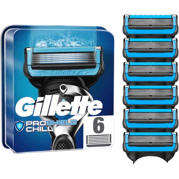 Леза для бритви Gillette ProShield Chill, 6 змінних лез для вологих бритв чоловіків з 5-кратним лезом