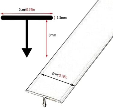 Алюмінієва Т-подібна перехідна смуга для підлоги, водонепроникна перехідна смуга для обрізки краю, кришка порогу, крайова обв'язка (колір C, розмір ширина 2 см) C Ширина 2 см/0,79 дюйма