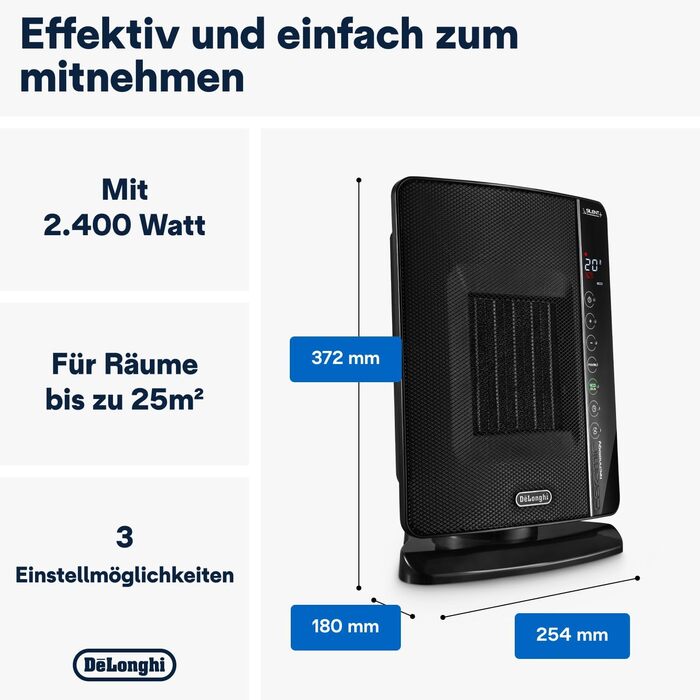 Обігрівач De&39Longhi DCH7993ER.BC, 1 літр, чорний, 25x18x37, одинарний