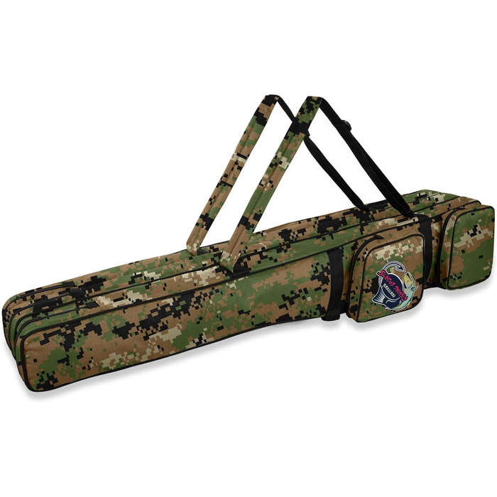 Рибальська сумка normani XXL 190 см або 210 см, сумка для вудки, рюкзак для рибалки - 8 кишень для 6 вудок та підсака, цифровий Woodland 190 см