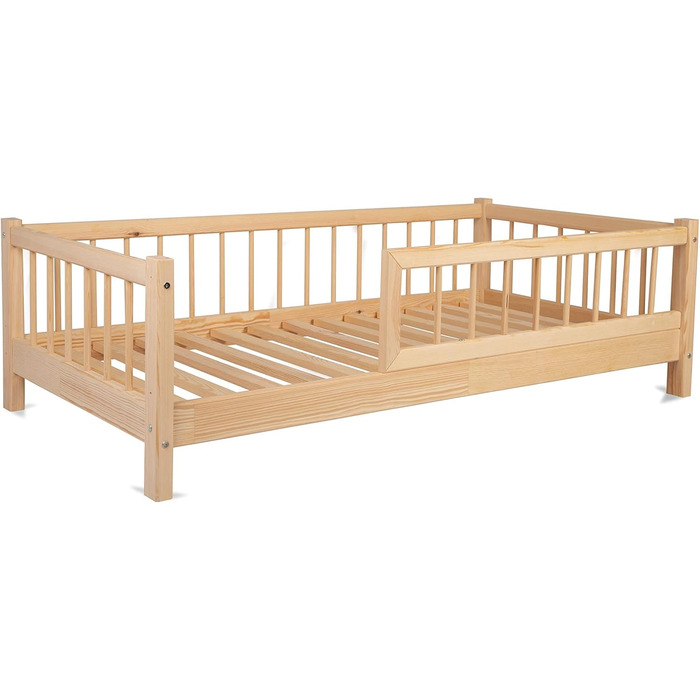 Дитяче ліжко Alije із захистом від падіння 70x140 см NINA з рейковою основою з соснової деревини для дитячих будинків, хлопчиків та дівчаток - дерев&39яне ліжко, дитяче ліжко, дитяча кімната, декор для хлопчика, 70 x 140 натуральне дерево