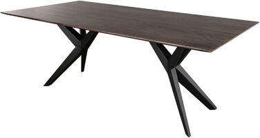 Обідній стіл з масиву дерева Swiss Edge 08 виготовлений з акації - сірий, лакований ніжки матово-чорного кольору 140x90 см обідній стіл з масиву дерева, 24.DE
