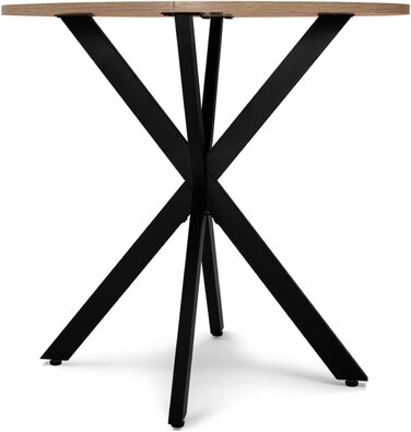 Круглий обідній стіл ALIX для 4 осіб, основа-павук, дерево та чорний колір, 80 см