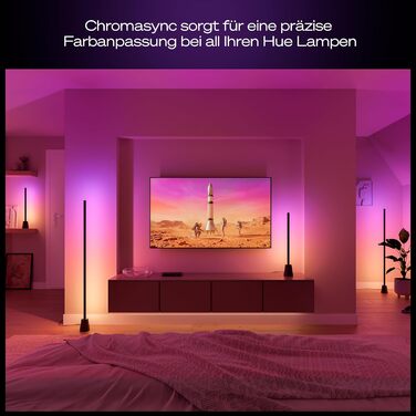 Розумна світлодіодна торшерна лампа Philips Hue Play, RGBWWIC, 122 см, багатоколірні градієнти, підтримка Alexa, Google Home, Apple Home синхронізація з ТВ потребує Hue Bridge та Sync Box (продаються окремо)