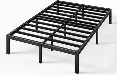 Каркас ліжка Zinus Elias 140x200 см - Металеве ліжко 140x200 з металевою рейковою основою - Платформа заввишки 36 см з простором під нею - Не потрібна пружинна основа - Легке складання - Чорний