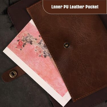 Джинсовий щоденник TIEFOSSI для жінок та чоловіків вінтажний блокнот зі штучної шкіри з механізмом на 6 кілець, лінійкою для коледжу, з можливістю поповнення та внутрішніми кишенями (17,8 x 23,5 см) чорного кольору