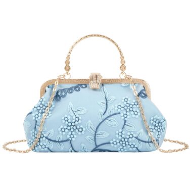 Сатеневий клатч для вечірки та особливих подій, блакитний (08301)