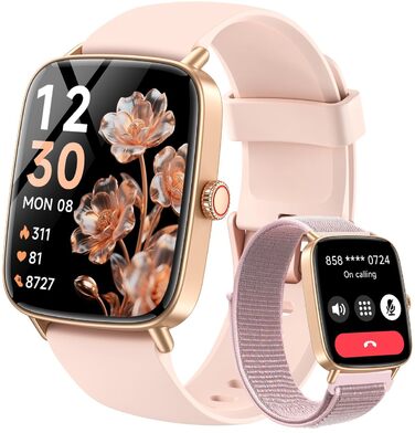 Жіночий смарт-годинник Gydom з функцією телефону 1,85 дюйма HD 2 браслети фітнес-годинник фітнес-трекер серцевого ритму/SpO2/сон/IP68 водонепроникний спортивний годинник крокомір для Android iOS рожевий 1,85 рожевий