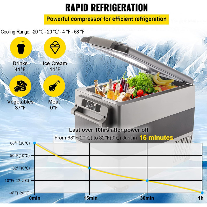Портативний прохолодний ящик 55 л автомобільний холодильник 220 В міні-холодильник електрична морозильна камера невелика морозильн