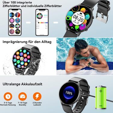 Розумний годинник Hwagol для жінок та чоловіків, 1,39-дюймовий сенсорний смарт-годинник із Bluetooth-дзвінками, годинник із понад 140 спортивними режимами, монітор SpO2, монітор серцевого ритму, монітор сну, крокомір, наручний годинник для iOS та Android,