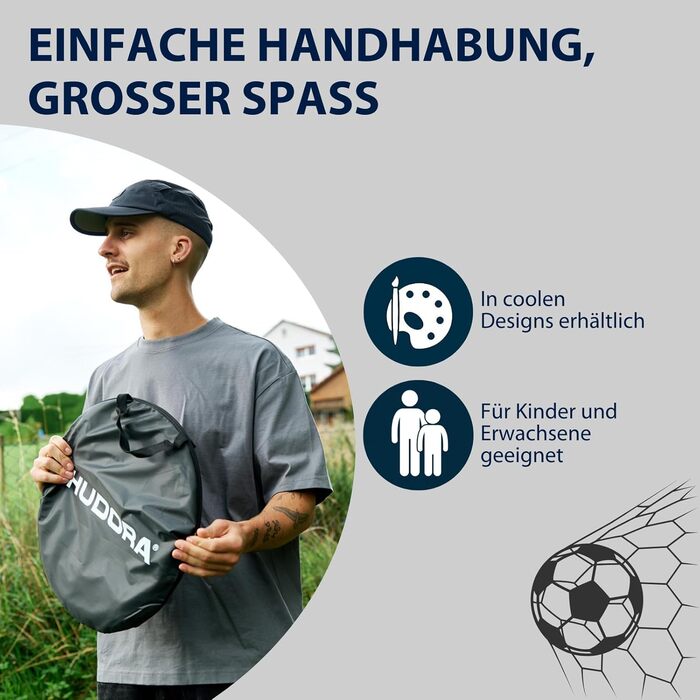 Футбольні ворота HUDORA Pop-Up, 2 шт. - Складані футбольні ворота для дітей та дорослих - Набір садових футбольних воріт із сумкою для перенесення та кілками - Футбольні ворота для саду/парку та пляжу, чорні