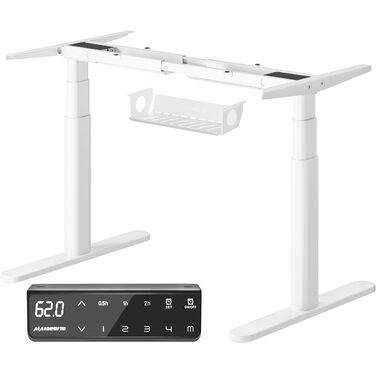 Каркас столу MAIDeSITe EL2 Plus Art з регульованою висотою та овальною конструкцією ніжок, електричний двомоторний каркас столу з регулюванням висоти від 62 до 125 см, 4 елементи керування пам&39яттю, стіл з регульованою висотою, білий