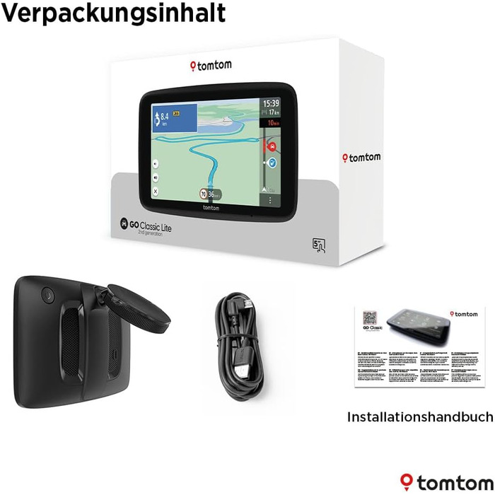 Навігаційний пристрій TomTom Car Sat Nav GO Classic Lite (5 дюймів, TomTom Traffic, оновлення карт Європи, оновлення через Wi-Fi, інтегроване, двостороннє кріплення) 5-дюймовий Lite