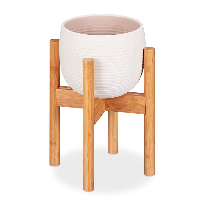 Бамбукова підставка для квітів Relaxdays, індивідуально регульована, для квіткових горщиків до 32 см, підставка для рослин, висота 35,5 см, натуральна, , світло-коричнева