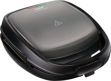 Комбінований пристрій для вафель і сендвічів Tefal SW341B Snack Time 2в1 2 знімні Набори пластин з антипригарним покриттям Можна мити в посудомийній машині Термоізольована ручка 700 Вт Сірий / Чорний