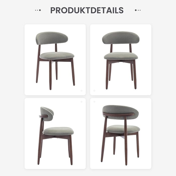 Комплект кухонних стільців COLAMY з 4 предметів, сучасні м&39які обідні стільці з фіксованою спинкою, тканинний обідній стілець з дерев&39яними ніжками для їдальні, кухні, ресторану, зелений зелений комплект з 4 предметів