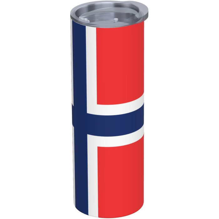 Кухоль з прямою трубочкою, дизайн норвезький прапор, друкований, дорожній кухоль, підходить для кемпінгу, офісу та дому, 590 мл