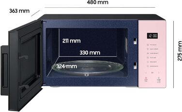 Мікрохвильова піч Samsung Bespoke Solo MS2GT5018AP/EG, 23 л, автоматичні програми для домашнього десерту, швидке розморожування, рожеве