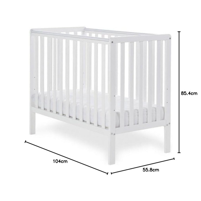 Дитяче ліжечко Obaby Bantam Space Saver, біле 40,9 Д х 22 Ш х 33,6 В см