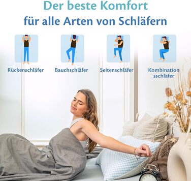 Подушка для шиї Ella 40x80 Ергономічна подушка з регульованим наповнювачем Ортопедична подушка від болю в шиї Підходить для сну на боці, спині та животі з чохлом, який можна прати, 40x80 см